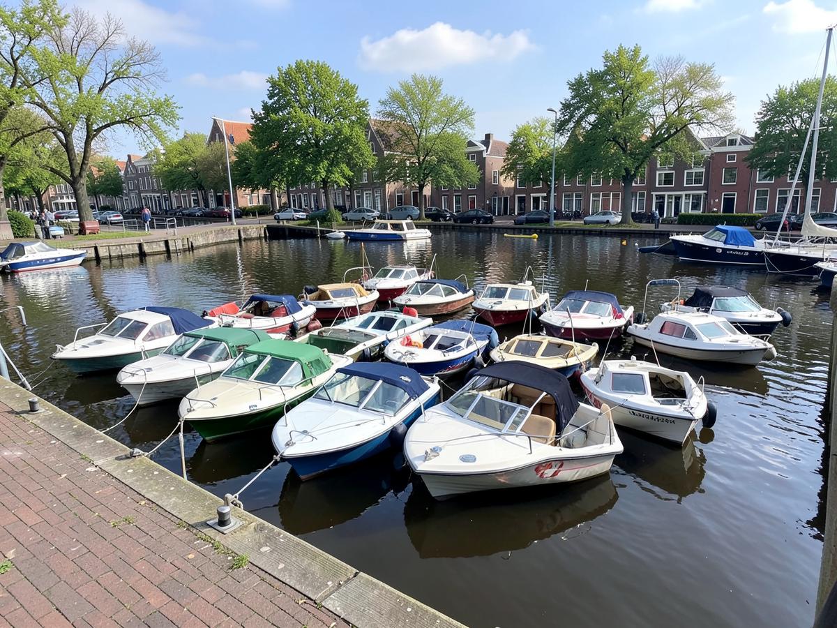 Meerdere bootjes liggen klaar aan de steiger voor een grote groep